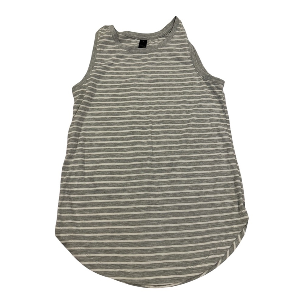 Yogalicious LIGHT Gray and White Striped Tank Top
